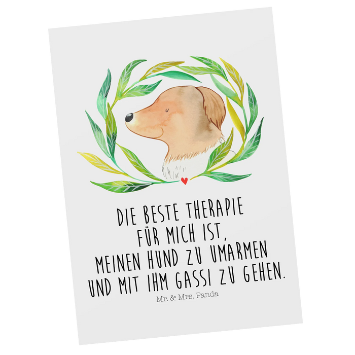 Postkarte Hund Blumen