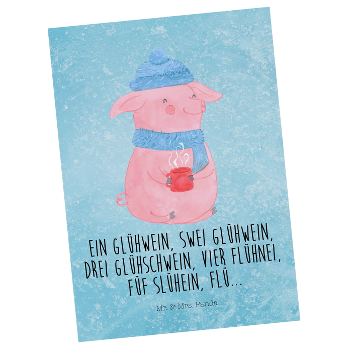 Postkarte Schweinchen Glühwein