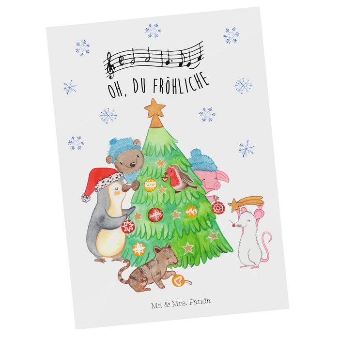 Postkarte Weihnachtsbaum schmücken