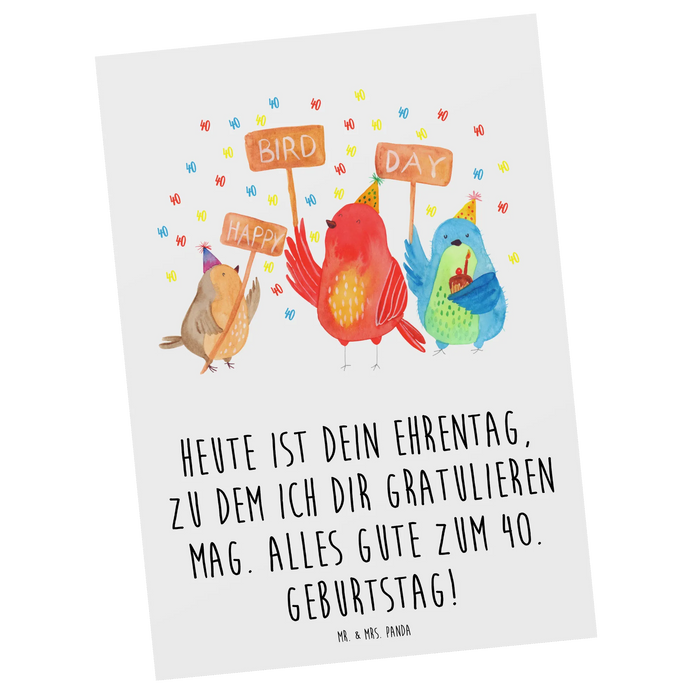 Postcard 40th birthday Happy Bird Day