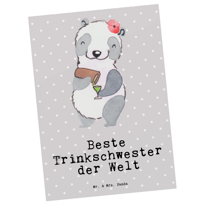 Postkarte Panda Beste Trinkschwester der Welt