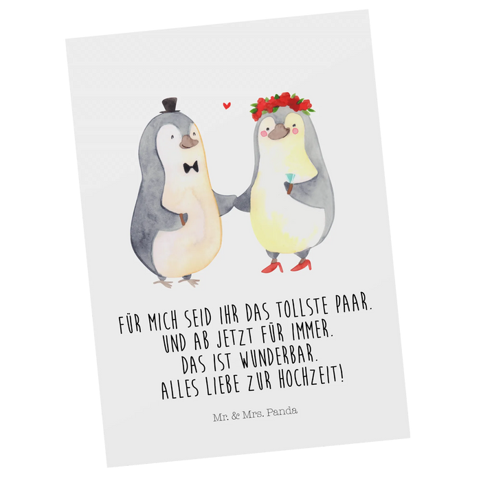 Postkarte Hochzeit Pinguin