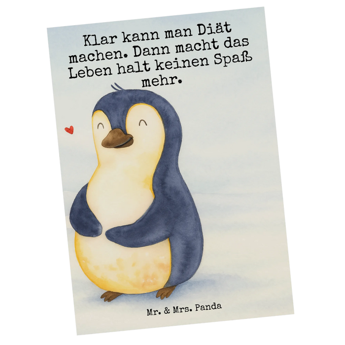Postkarte Pinguin Diät Design