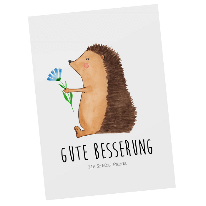 Postcard Hedgehog Flower