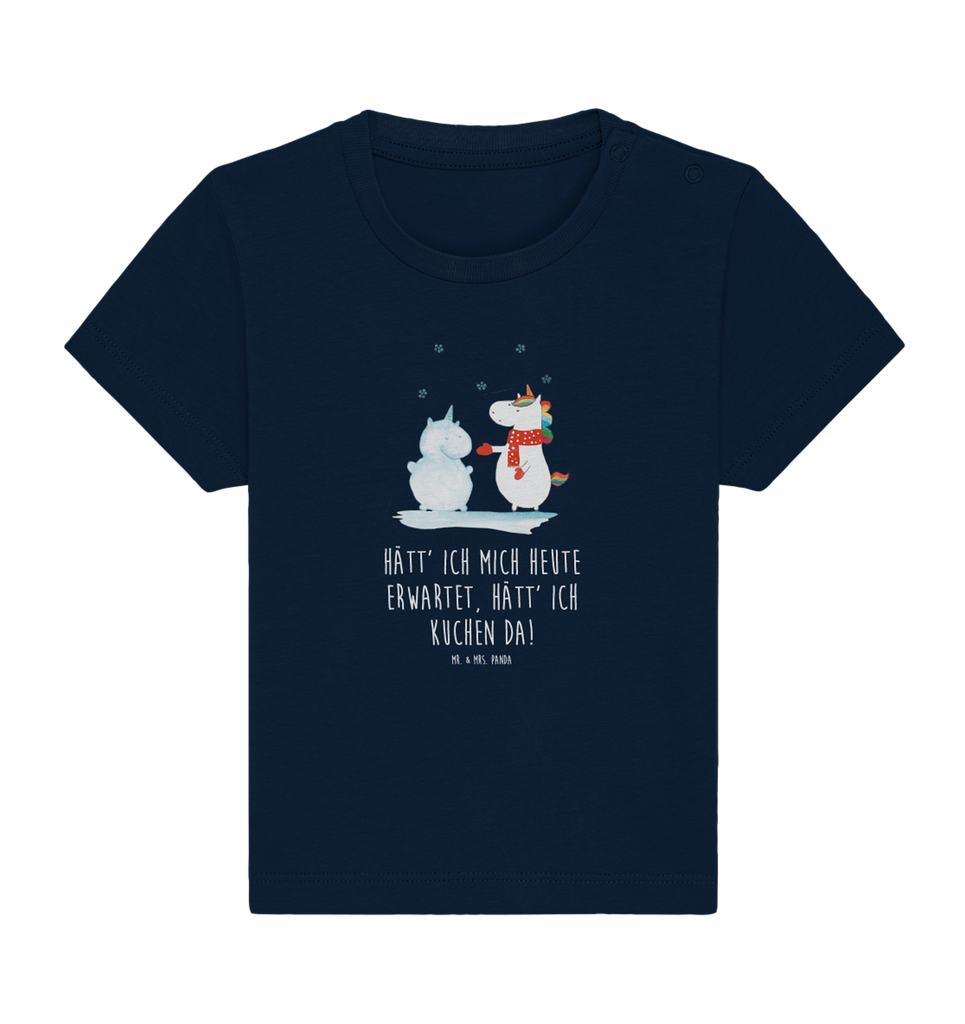 Organic Baby Shirt Einhorn Schneemann Baby T-Shirt, Jungen Baby T-Shirt, Mädchen Baby T-Shirt, Shirt, Einhorn, Einhörner, Einhorn Deko, Pegasus, Unicorn, Schneemann, Winter, Schnee, Kuchen, Weihnachten, kalt, Mütze, Handschuhe, X-Mas