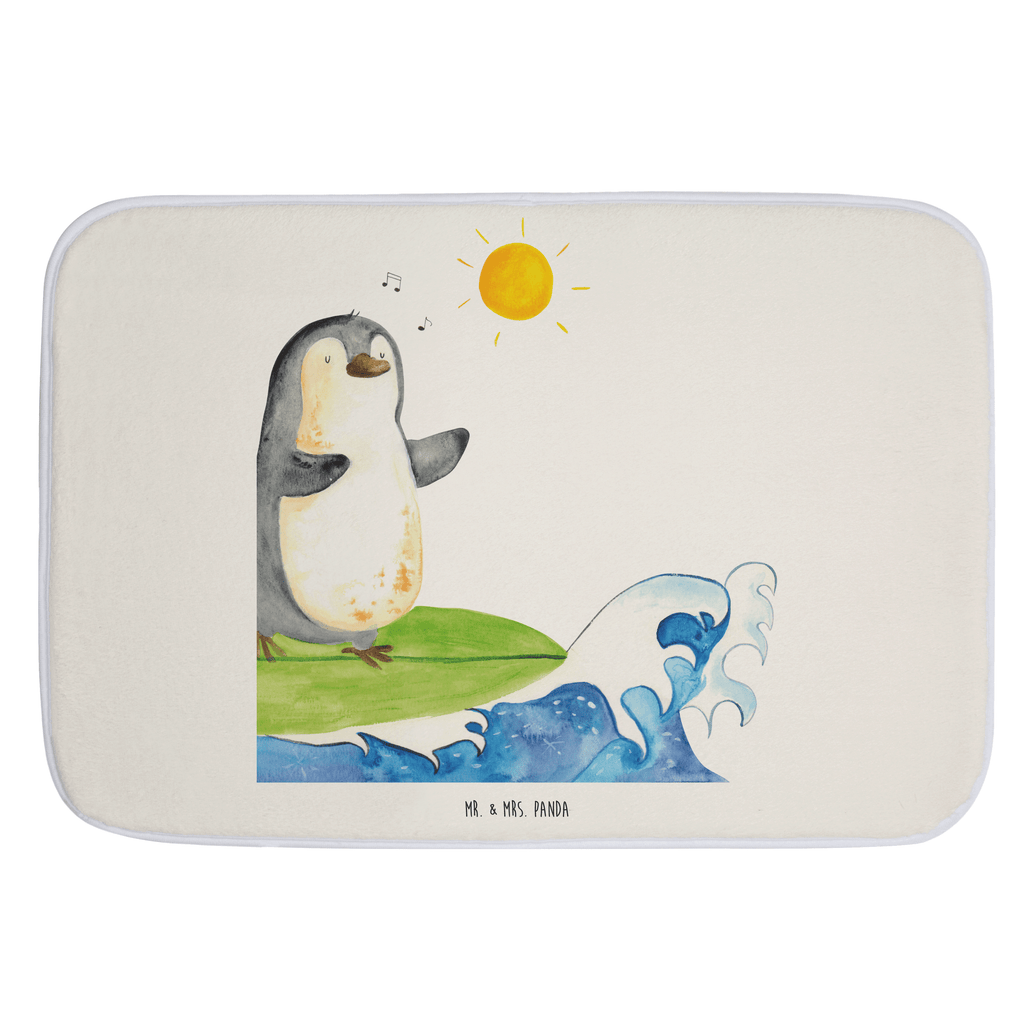 Badvorleger Pinguin Surfer Badematte, Badteppich, Duschvorleger, Badezimmerteppich, Badezimmermatte, Badvorleger, Duschmatte, Duschteppich, Pinguin, Pinguine, surfen, Surfer, Hawaii, Urlaub, Wellen, Wellen reiten, Portugal