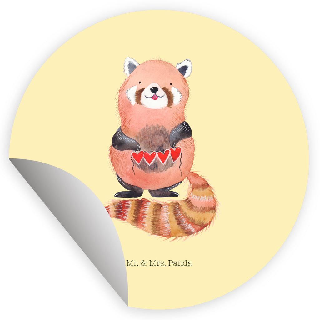 Rund Aufkleber Roter Panda Sticker, Aufkleber, Etikett, Tiermotive, Gute Laune, lustige Sprüche, Tiere, Panda, Liebe, Rot, Herz, Liebling, Lieblingsmensch