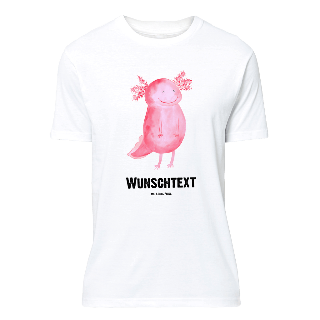 Personalisiertes T-Shirt Axolotl glücklich T-Shirt Personalisiert, T-Shirt mit Namen, T-Shirt mit Aufruck, Männer, Frauen, Axolotl, Molch, Axolot, Schwanzlurch, Lurch, Lurche, Motivation, gute Laune