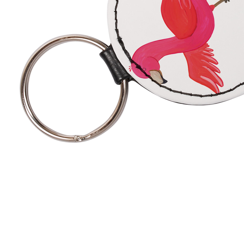 Rund Schlüsselanhänger Flamingo Yoga Schlüsselanhänger, Anhänger, Taschenanhänger, Glücksbringer, Schutzengel, Flamingo, Vogel, Yoga, Namaste, Achtsamkeit, Yoga-Übung, Entspannung, Ärger, Aufregen, Tiefenentspannung