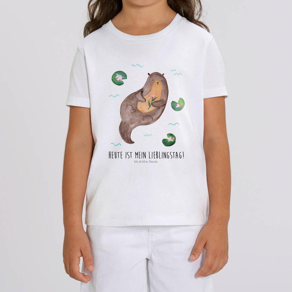Organic Kinder T-Shirt Otter Seerose Kinder T-Shirt, Kinder T-Shirt Mädchen, Kinder T-Shirt Jungen, Otter, Fischotter, Seeotter, Otter Seeotter See Otter