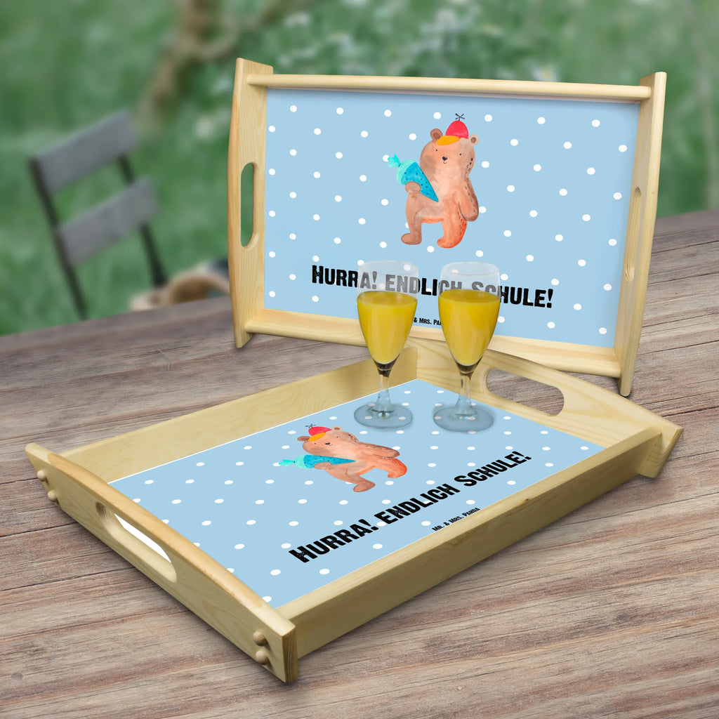 Serviertablett Bär mit Schultüte Holztablett, Tablett, Frühstückstablett, Dekotablett, Serviertablett, Küchentablett, Bär, Teddy, Teddybär, Erster Schultag Geschenk, Einschulung Geschenk, Schulanfang, Schule Geschenk, Schultüte, Schulbeginn, Bär Motiv, Grundschule