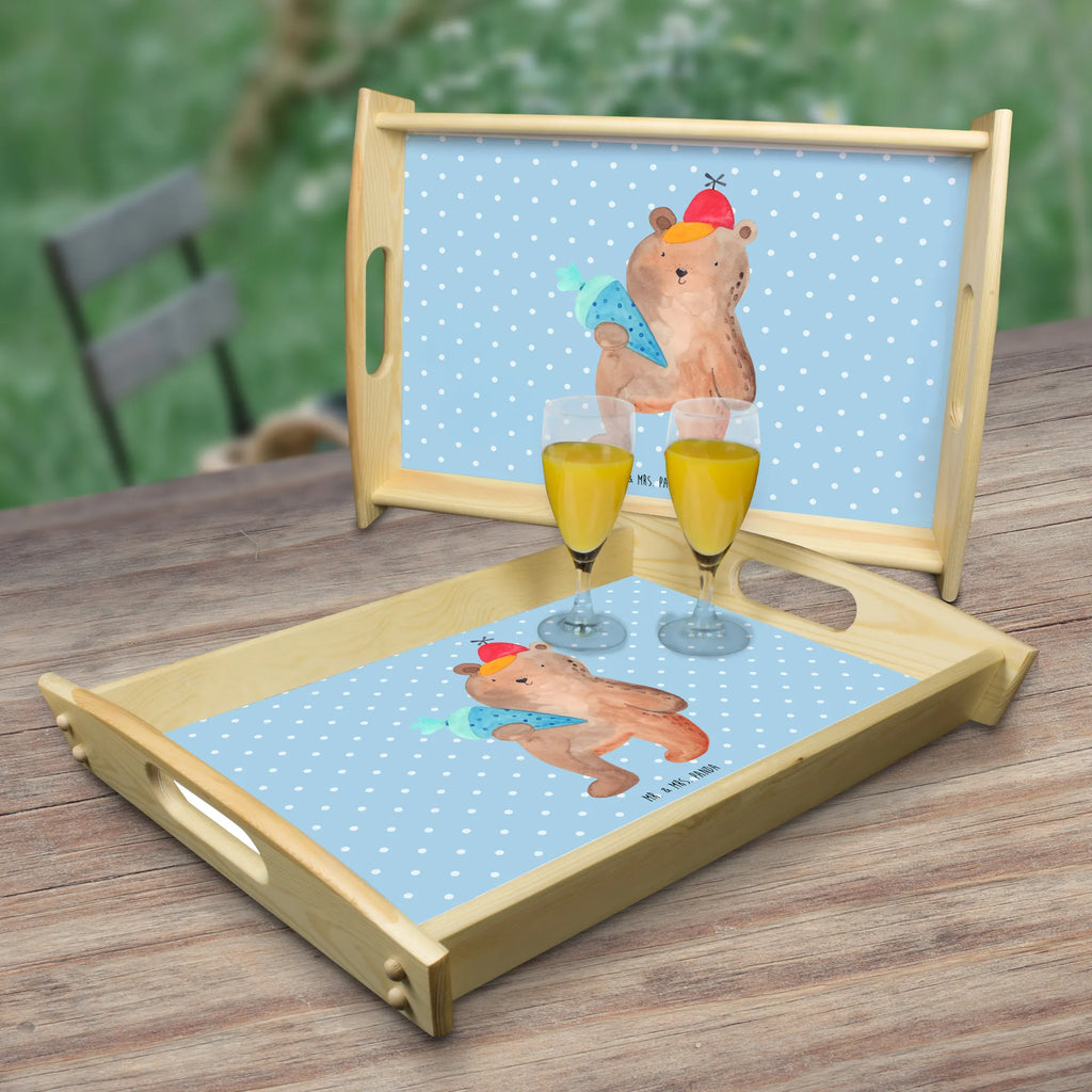 Serviertablett Bär mit Schultüte Holztablett, Tablett, Frühstückstablett, Dekotablett, Serviertablett, Küchentablett, Bär, Teddy, Teddybär, Erster Schultag Geschenk, Einschulung Geschenk, Schulanfang, Schule Geschenk, Schultüte, Schulbeginn, Bär Motiv, Grundschule