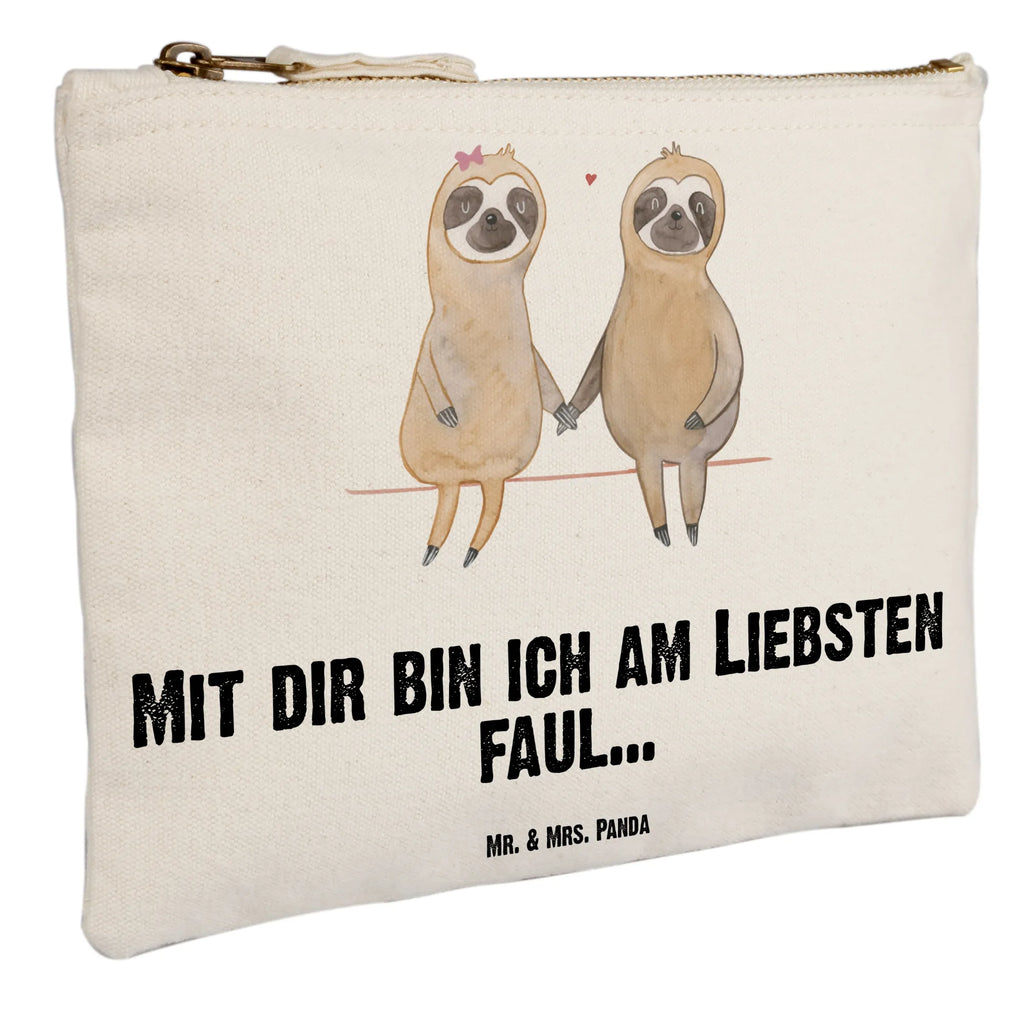 Make-up bag sloth pair toiletry bag, beauty case, Schlampermäppchen, Kosmetiktasche, Kulturtasche, beauty tasche, Kulturbeutel, Schminkbeutel, aufbewahrungstasche, kosmetiktäschchen, utensilientasche, Federmappe, Mäppchen, Kosmetikbeutel, pinsel tasche, Schminktasche, Stiftemäppchen, Waschbeutel, aufbewahrungsbeutel, Etui, pencil case, Schminktäschchen, Waschtasche, Faultier, Faultier Geschenk, Faultier Deko, Faultierpärchen, Liebespaar, Faultiere, Relaxen, Verlobt, Beziehung, faul, Faultierliebe, Gemeinsam, Liebe, Pärchen, Verliebt, Langsamkeit, Lieblingstier