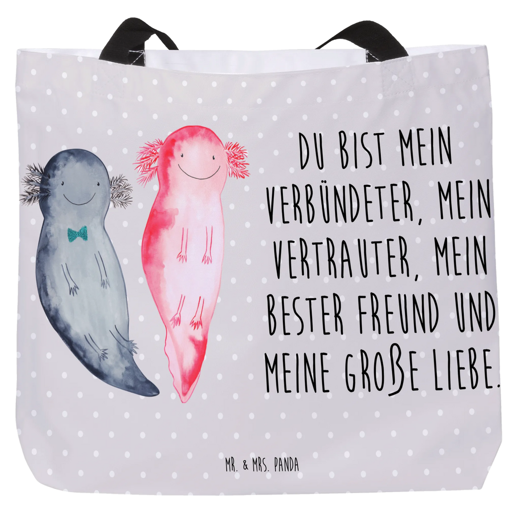 Shopper Axolotl Freundin Stofftasche, Einkaufsbeutel, Freizeittasche, Schulbeutel, Strandtasche, Shopper, XXL Tasche, Tragebeutel, Schultasche, Beutel, XL, Alltagstasche, Einkaufstasche, Schultertasche, Ausflug, Tüte, Molch, Axolotl, Verlobter, Axolot, Lurche, Valentinstag, Lurch, Schwanzlurch, Jahrestag, Liebesbeweis, Ehemann, Große Liebe, Liebe, Freund