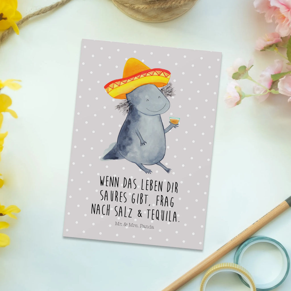 Postkarte Axolotl Tequila Ansichtskarten, Karte, Geburtstagskarte, Grußkarte, Einladungskarte, Einladung Geburtstag, Dankeskarte, Geschenkkarte, Einladungskarten Geburtstag, Einladung, Postkarte, Ansichtskarte, Axolotl, Molch, Lurche, Mexico, Spruch, Sombrero, Schwanzlurch, Axolot, Lurch, Mexiko, Feuerdrache, Zitrone, Tequila, Motivation, Feuersalamander