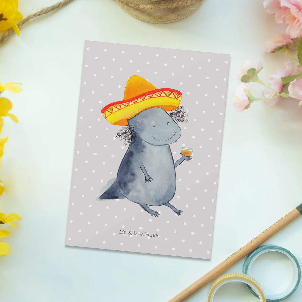 Postkarte Axolotl Tequila Ansichtskarten, Karte, Geburtstagskarte, Grußkarte, Einladungskarte, Einladung Geburtstag, Dankeskarte, Geschenkkarte, Einladungskarten Geburtstag, Einladung, Postkarte, Ansichtskarte, Axolotl, Molch, Lurche, Mexico, Spruch, Sombrero, Schwanzlurch, Axolot, Lurch, Mexiko, Feuerdrache, Zitrone, Tequila, Motivation, Feuersalamander