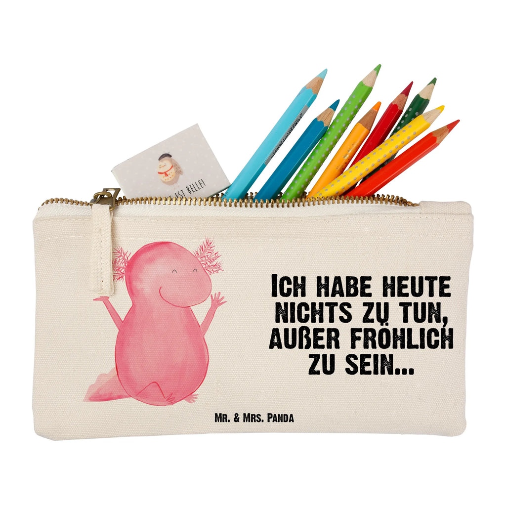 Schminktasche Axolotl Hurra Kulturtasche, Waschbeutel, Schlampermäppchen, Kosmetiktasche, pencil case, Schminktasche, utensilientasche, Federmappe, toiletry bag, beauty case, Kosmetikbeutel, Schminkbeutel, kosmetiktäschchen, aufbewahrungstasche, pinsel tasche, Etui, Kulturbeutel, Schminktäschchen, Waschtasche, Mäppchen, Stiftemäppchen, aufbewahrungsbeutel, beauty tasche, Molch, Axolotl, Motivation, Zufriedenheit, Axolot, Lurche, Lurch, Freude, Schwanzlurch, Spaß, Fröhlich