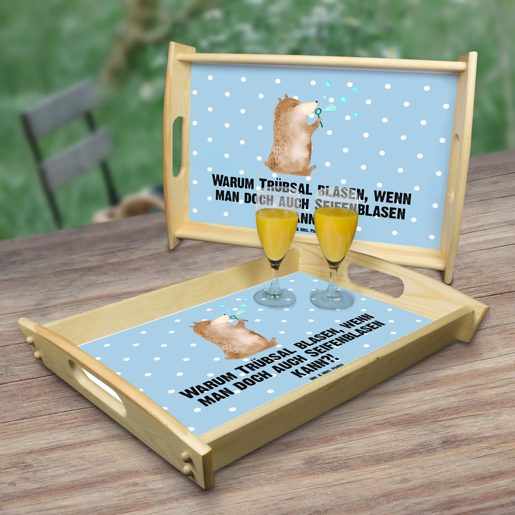 Serviertablett Bär Seifenblasen Tablett, Holztablett, Dekotablett, Küchentablett, Frühstückstablett, Serviertablett, Bär, Teddy, Teddybär, Seifenblasen Bär Lustig Sein Glücklich Traurig Happy