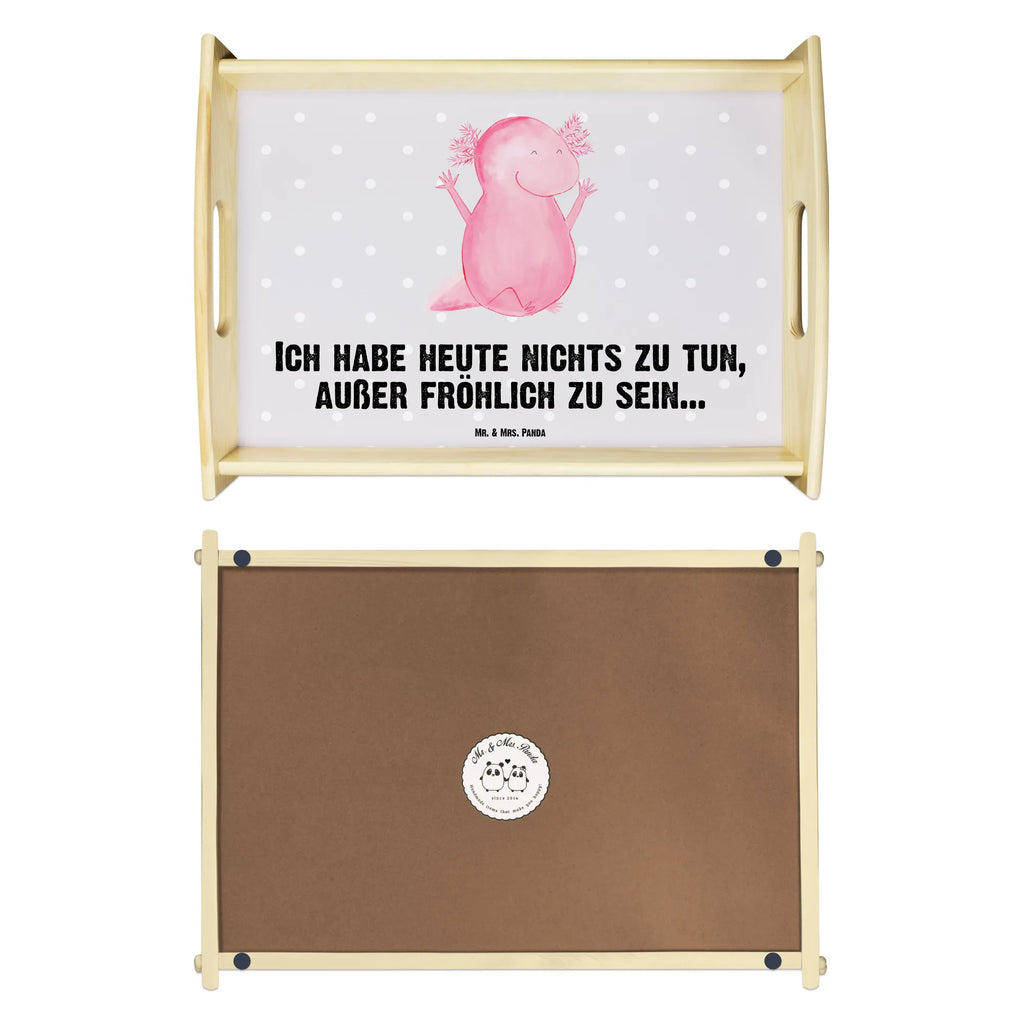 Serviertablett Axolotl Hurra Küchentablett, Serviertablett, Holztablett, Dekotablett, Tablett, Frühstückstablett, Axolotl, Molch, Lurch, Spaß, Freude, Axolot, fröhlich, Lurche, Motivation, Schwanzlurch, Zufriedenheit