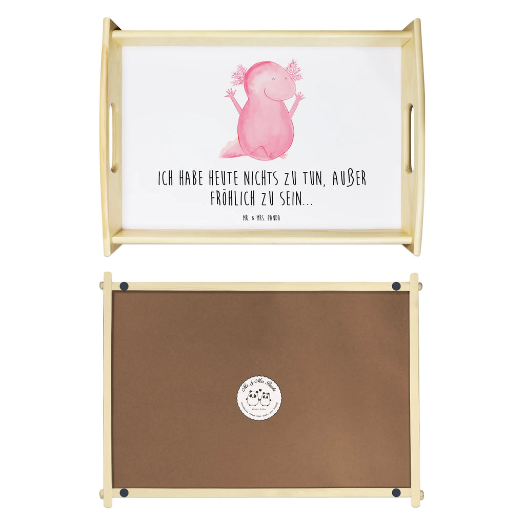 Serviertablett Axolotl Hurra Küchentablett, Serviertablett, Holztablett, Dekotablett, Tablett, Frühstückstablett, Axolotl, Molch, Lurch, Spaß, Freude, Axolot, fröhlich, Lurche, Motivation, Schwanzlurch, Zufriedenheit