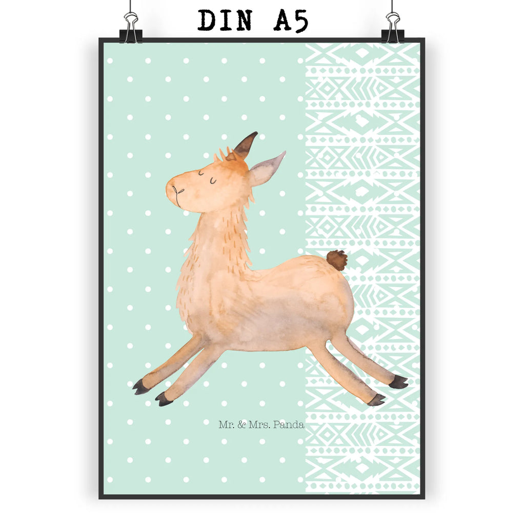 Poster lama Jump Llama, llama, alpaca, trendy animal, favourite day, exam, luck, good morning, llamas, heartache, happy, girlfriend, graduation, start, Lama, new start, happy day