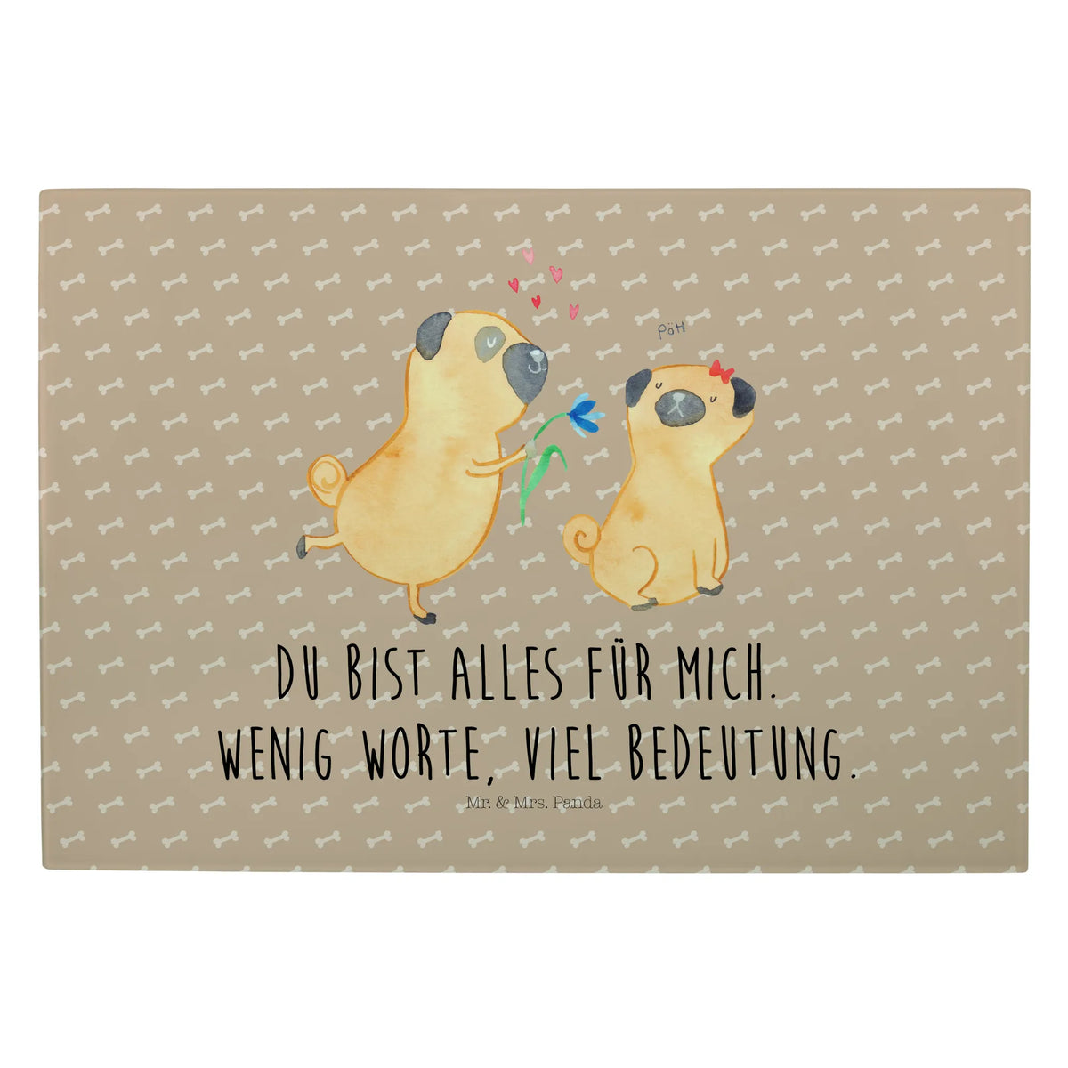 Glasschneidebrett Mops Verliebt