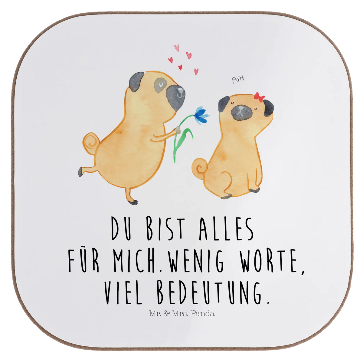 Square coaster pug In love breakfast, party, gifts, gift, Coasters, presents, glass coasters, dog, mutt, hound, woof, dog mama, dog breed, love dogs, love for dogs, dog decorative items, bag with dog print, funny gifts for dog owners, what do you give a dog lover, Christmas gifts for dogs, gifts for dogs, dog sayings, gift friend, partner, dog love, in love, Pug, love, boob, love saying. Engaged