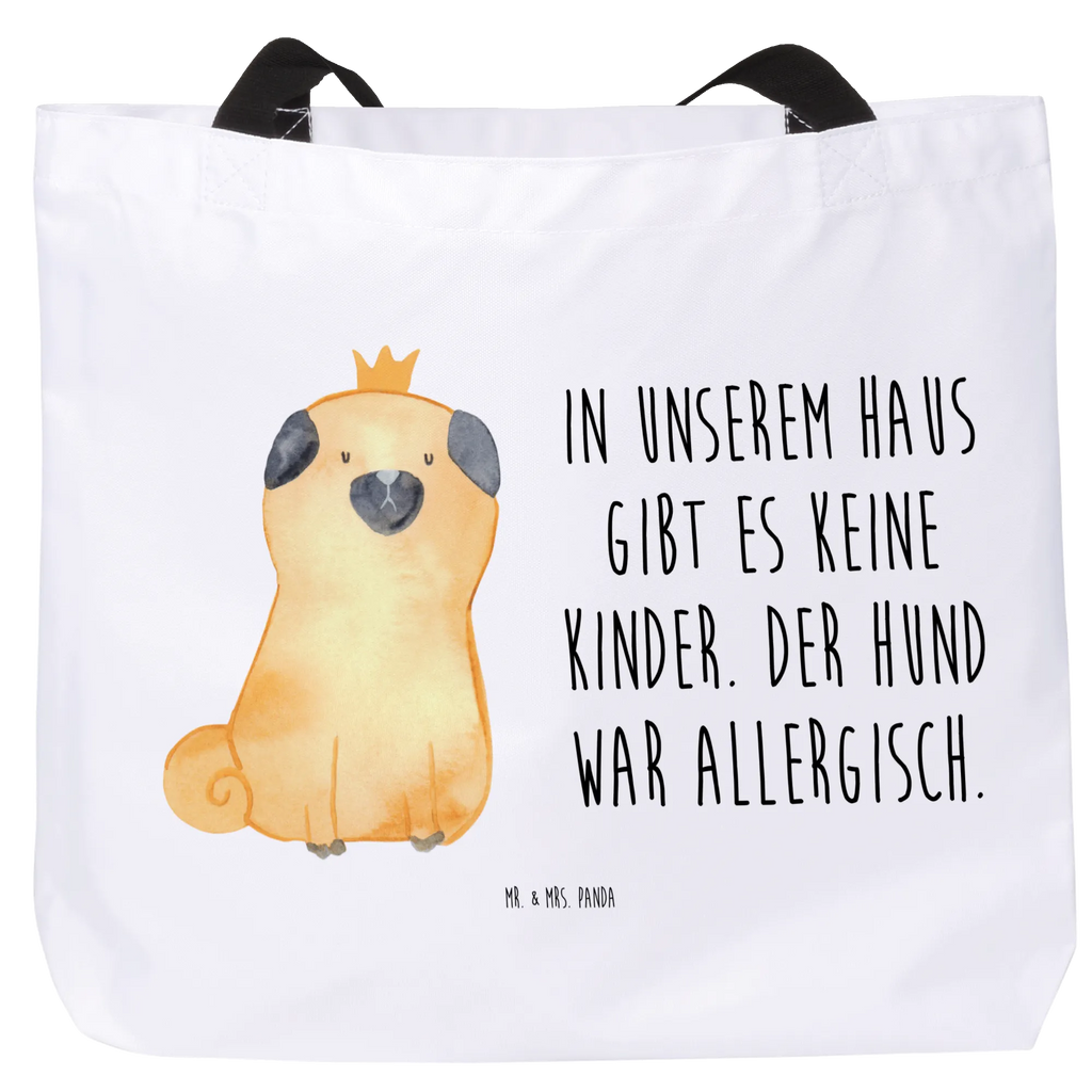 Shopper Mops Krone XXL Tasche, Shopper, XL, Schulbeutel, Strandtasche, Schultertasche, Einkaufstasche, Schultasche, Tüte, Alltagstasche, Einkaufsbeutel, Beutel, Ausflug, Stofftasche, Tragebeutel, Freizeittasche, Sprüche, Hund, Hunderasse, Hundebesitzer, Hundemotiv, Haustier, Tierliebhaber, Hausregel, Mops, Kinderlos, Lustig, Hundebesitzer. Spruch, Allergisch