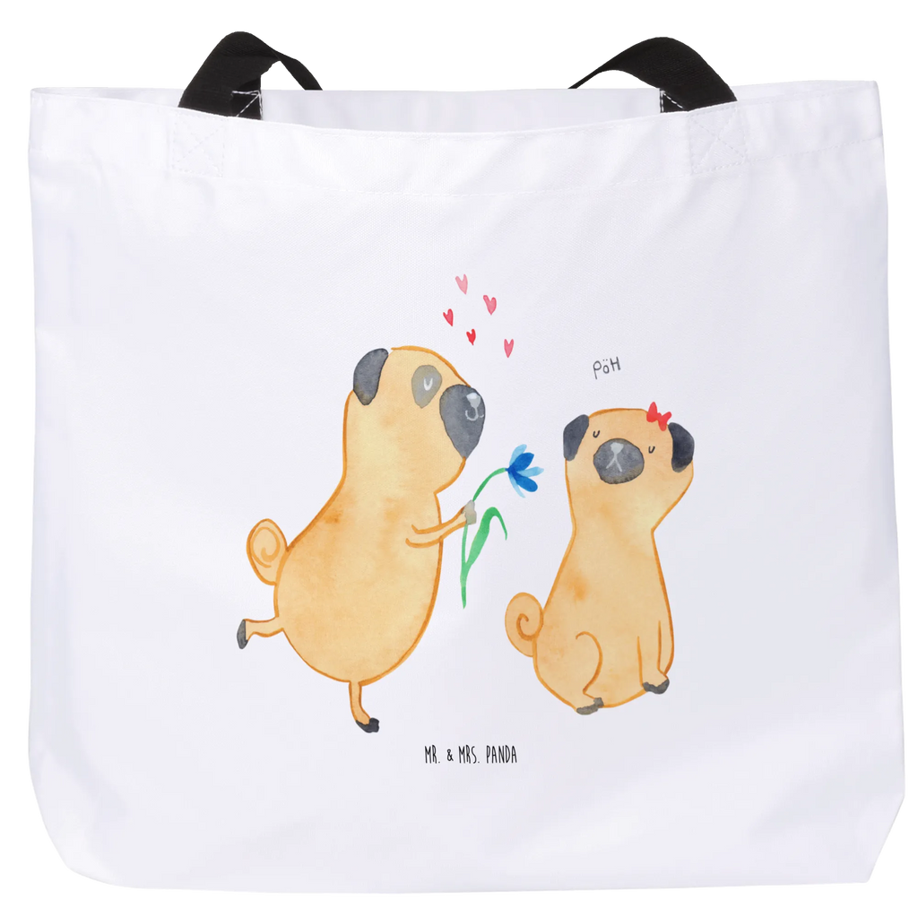 Shopper Mops Verliebt Schulbeutel, Einkaufsbeutel, Tragebeutel, Strandtasche, Freizeittasche, Schultasche, Beutel, Tasche, Einkaufstasche, Shopper, Alltagstasche, Hund, Hundemotiv, Haustier, Hunderasse, Tierliebhaber, Hundebesitzer, Sprüche, Hundeliebe, Liebe, Geschenk Freund, Mops, Liebesspruch. Verlobt, Möpse, verliebt, Partner