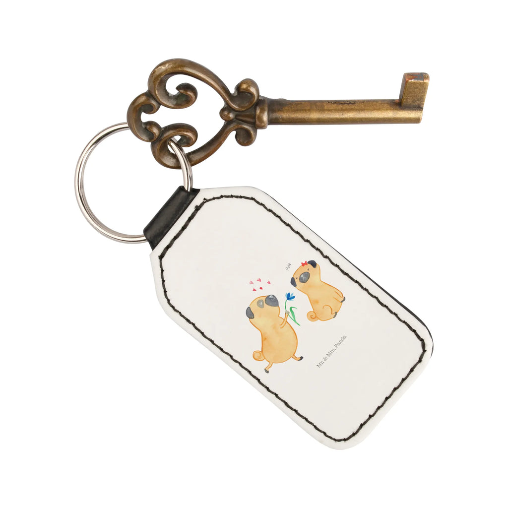 Prostokątny brelok mops Zakochani Pies, motyw psa, zwierzę domowe, rasa psa, miłośnik zwierząt, właściciel psa, powiedzenia