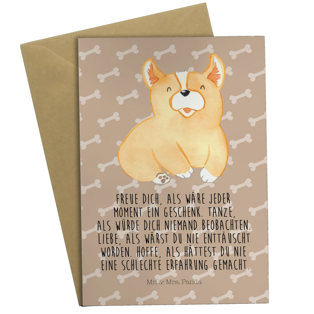 Greetings card Corgi Geburtstagskarte, Glückwunschkarte, Klappkarte, Einladungskarte, Ansichtskarten, Karte, Grußkarte, Hochzeitskarte, Hund, Hundemotiv, Haustier, Hunderasse, Tierliebhaber, Hundebesitzer, Sprüche, Hundespruch, Motivation, Welsh Corgie Pembroke, britisch, Lebensfreude, Corgie, Spruch
