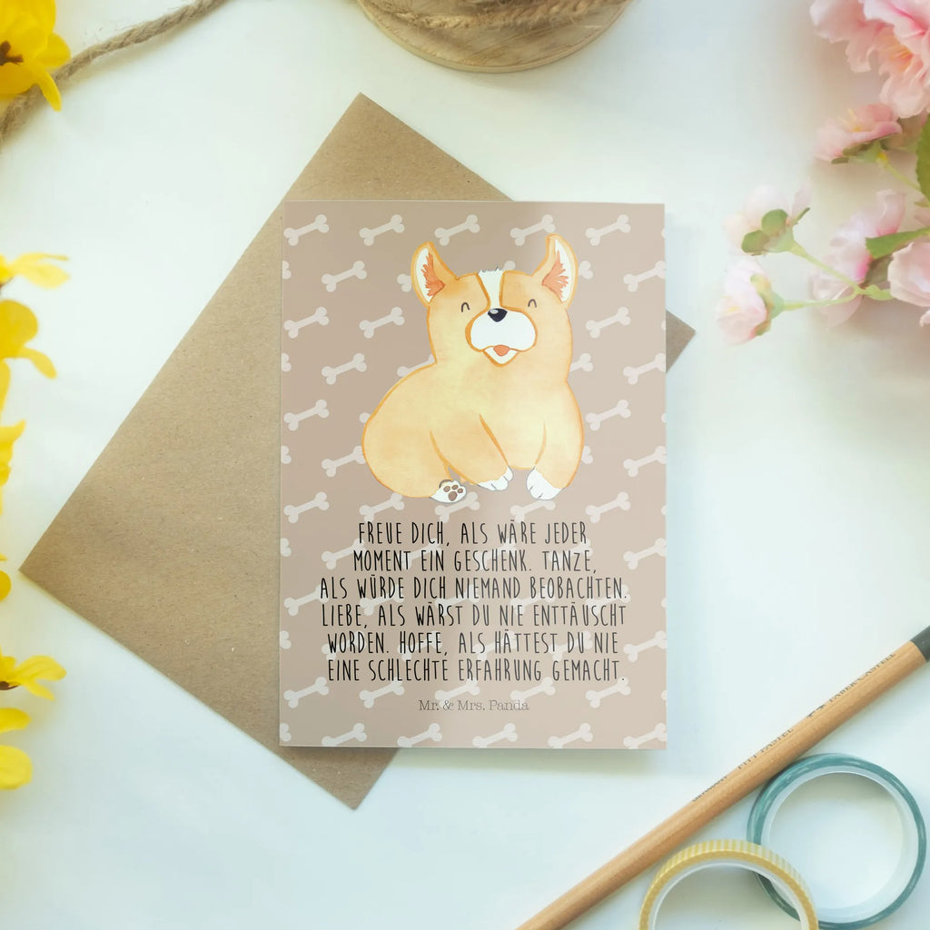 Greetings card Corgi Geburtstagskarte, Glückwunschkarte, Klappkarte, Einladungskarte, Ansichtskarten, Karte, Grußkarte, Hochzeitskarte, Hund, Hundemotiv, Haustier, Hunderasse, Tierliebhaber, Hundebesitzer, Sprüche, Hundespruch, Motivation, Welsh Corgie Pembroke, britisch, Lebensfreude, Corgie, Spruch