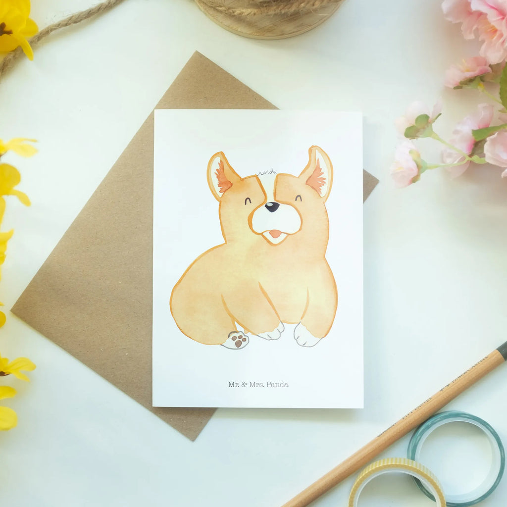 Greetings card Corgi Geburtstagskarte, Glückwunschkarte, Klappkarte, Einladungskarte, Ansichtskarten, Karte, Grußkarte, Hochzeitskarte, Hund, Hundemotiv, Haustier, Hunderasse, Tierliebhaber, Hundebesitzer, Sprüche, Hundespruch, Motivation, Welsh Corgie Pembroke, britisch, Lebensfreude, Corgie, Spruch