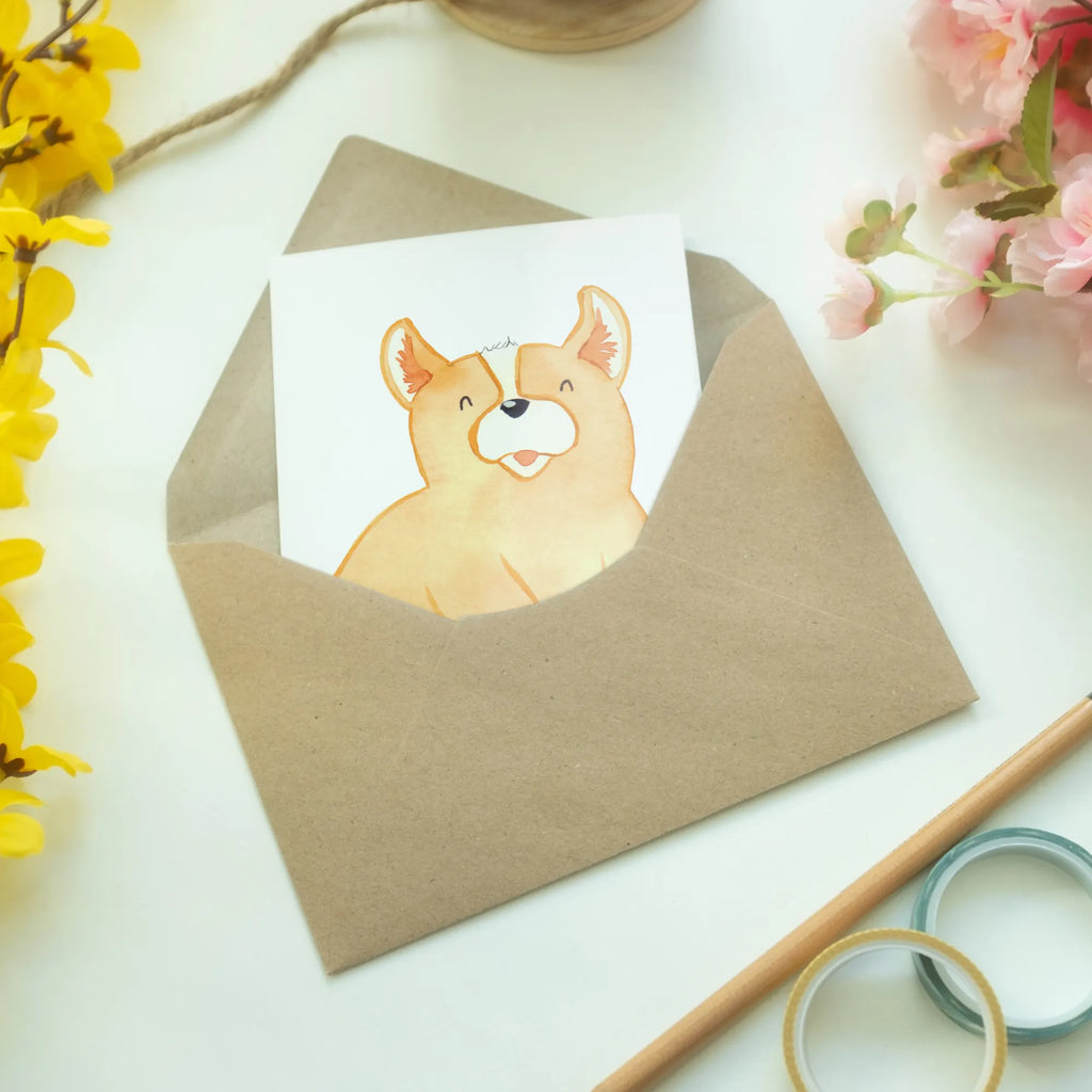 Greetings card Corgi Geburtstagskarte, Glückwunschkarte, Klappkarte, Einladungskarte, Ansichtskarten, Karte, Grußkarte, Hochzeitskarte, Hund, Hundemotiv, Haustier, Hunderasse, Tierliebhaber, Hundebesitzer, Sprüche, Hundespruch, Motivation, Welsh Corgie Pembroke, britisch, Lebensfreude, Corgie, Spruch