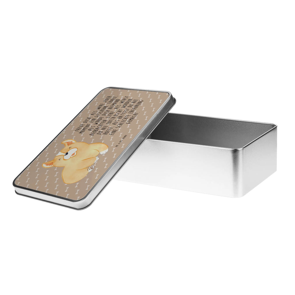 Metal tin Corgi storage box, cookie tin, metal box, storage tin, Tin can, container, tins, aluminium tin, lock-up box, tin box, lunch box, dog, mutt, hound, woof, dog mama, dog breed, love dogs, love for dogs, dog decorative items, bag with dog print, funny gifts for dog owners, what do you give a dog lover, Christmas gifts for dogs, gifts for dogs, dog sayings, Welsh Corgi Pembroke, Corgi, dog's sayings, british, saying, motivation, joy of life, sayings