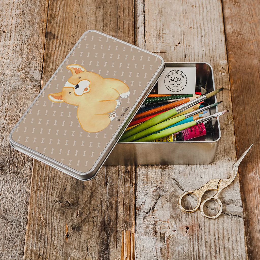 Metal tin Corgi storage box, cookie tin, metal box, storage tin, Tin can, container, tins, aluminium tin, lock-up box, tin box, lunch box, dog, mutt, hound, woof, dog mama, dog breed, love dogs, love for dogs, dog decorative items, bag with dog print, funny gifts for dog owners, what do you give a dog lover, Christmas gifts for dogs, gifts for dogs, dog sayings, Welsh Corgi Pembroke, Corgi, dog's sayings, british, saying, motivation, joy of life, sayings