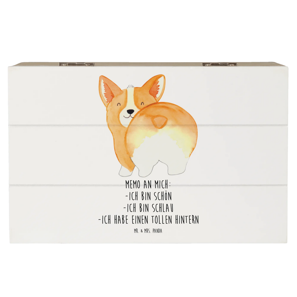Skrzynia drewniana Corgi tyłek Pies, rasa psa, właściciel psa, miłośnik zwierząt, motyw psa, zwierzę domowe, powiedzenia