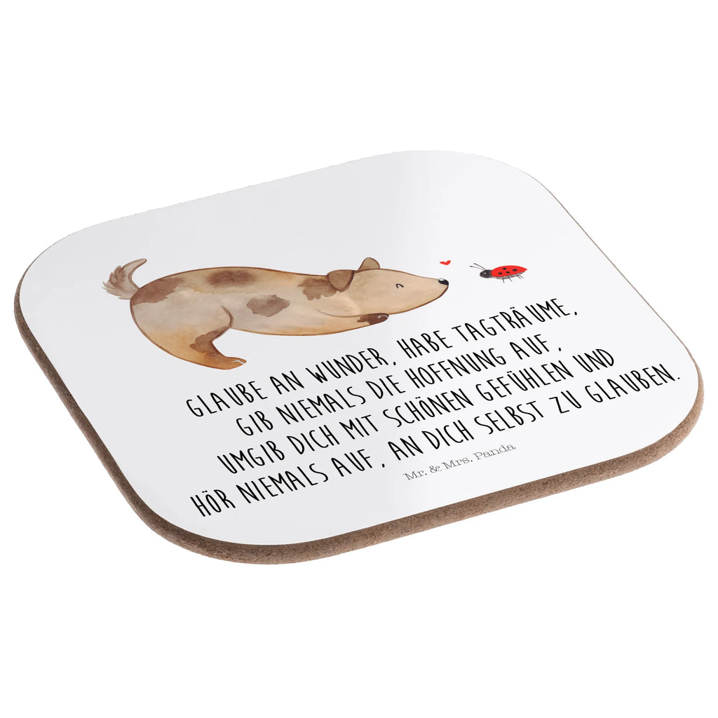 Square coaster Dog ladybug Glasuntersetzer, Untersetzer aus Holz, Tassen Untersetzer, Korkuntersetzer, Untersetzer, Untersetzer Gläser, Holzuntersetzer, Bierdeckel, Getränkeuntersetzer, Untersetzer für Gläser, Untersetzer Holz, Untersetzer Design, Hund, Hundemotiv, Haustier, Hunderasse, Tierliebhaber, Hundebesitzer, Sprüche, Mischling, Hundespruch, Marienkäfer, Hunde, Mischlinghund