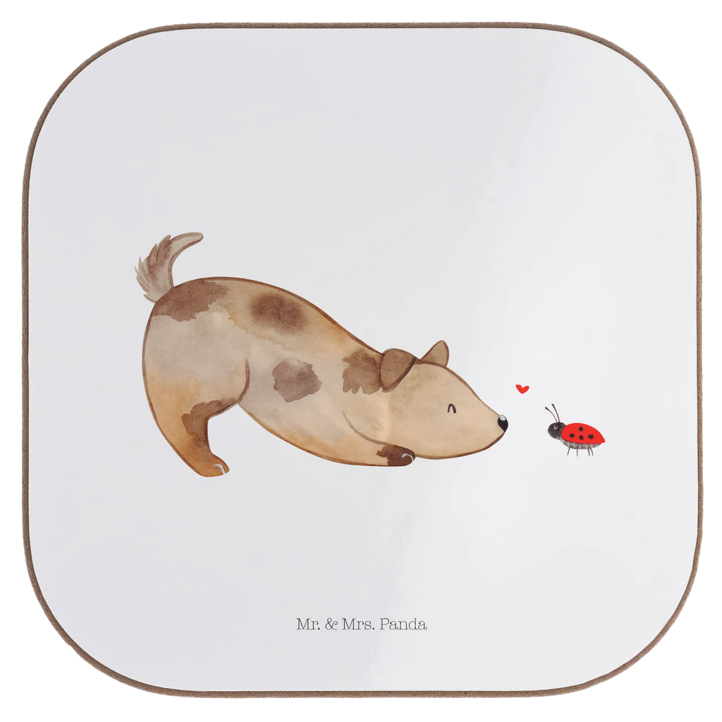 Square coaster Dog ladybug Glasuntersetzer, Untersetzer aus Holz, Tassen Untersetzer, Korkuntersetzer, Untersetzer, Untersetzer Gläser, Holzuntersetzer, Bierdeckel, Getränkeuntersetzer, Untersetzer für Gläser, Untersetzer Holz, Untersetzer Design, Hund, Hundemotiv, Haustier, Hunderasse, Tierliebhaber, Hundebesitzer, Sprüche, Mischling, Hundespruch, Marienkäfer, Hunde, Mischlinghund