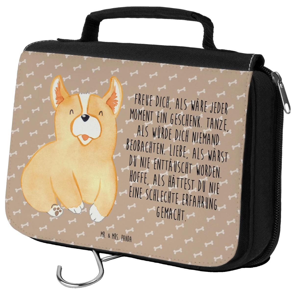 Kulturbeutel Corgie beauty case, hygienetasche, kosmetiktäschchen, Kulturbeutel, Schminktasche, Reise-Kulturtasche, Kosmetiktasche, Kulturtasche, duschbeutel, kulturtäschchen, badtasche, Necessaire, Waschbeutel, Waschtasche, Make-Up Tasche, Schminkbeutel, beautycase, hygienebeutel, Kosmetikbeutel, Reisebeutel, Toilettentasche, Sprüche, Hund, Hunderasse, Hundebesitzer, Hundemotiv, Haustier, Tierliebhaber, Hundespruch, Spruch, Welsh Corgie Pembroke, Corgie, Britisch, Motivation, Lebensfreude