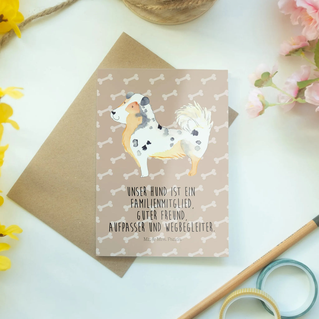 Grußkarte Australien Shepherd Geburtstagskarte, Grußkarte, Hochzeitskarte, Klappkarte, Ansichtskarten, Karte, Glückwunschkarte, Einladungskarte, Hund, Hundemotiv, Haustier, Hunderasse, Tierliebhaber, Hundebesitzer, Sprüche, Australien Shepherd, Familienhund, Hundeliebe, Spruch, Shepherd