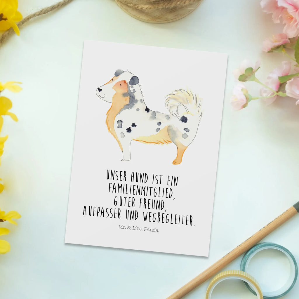 Postcard Dog Australia Shepherd Postkarte, Ansichtskarte, Grußkarte, spruchkarte, Motivkarte, Fotokarte, einzelkarte, Designkarte, bildkarte, Ansichtskarten, Kunstkarten, Postkarten, kunstkarte, Hundebesitzer, Hundemotiv, Haustier, Tierliebhaber, Sprüche, Hunderasse, Hund, Shepherd, Australien Shepherd, Familienhund, Spruch, Hundeliebe