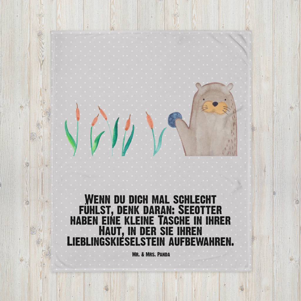 Babydecke Otter mit Stein Babydecke, Krabbeldecke, Babyecke Kuscheldecke, Babygeschenk, Geschenk Geburt, Otter, Fischotter, Seeotter, Otter Seeotter See Otter