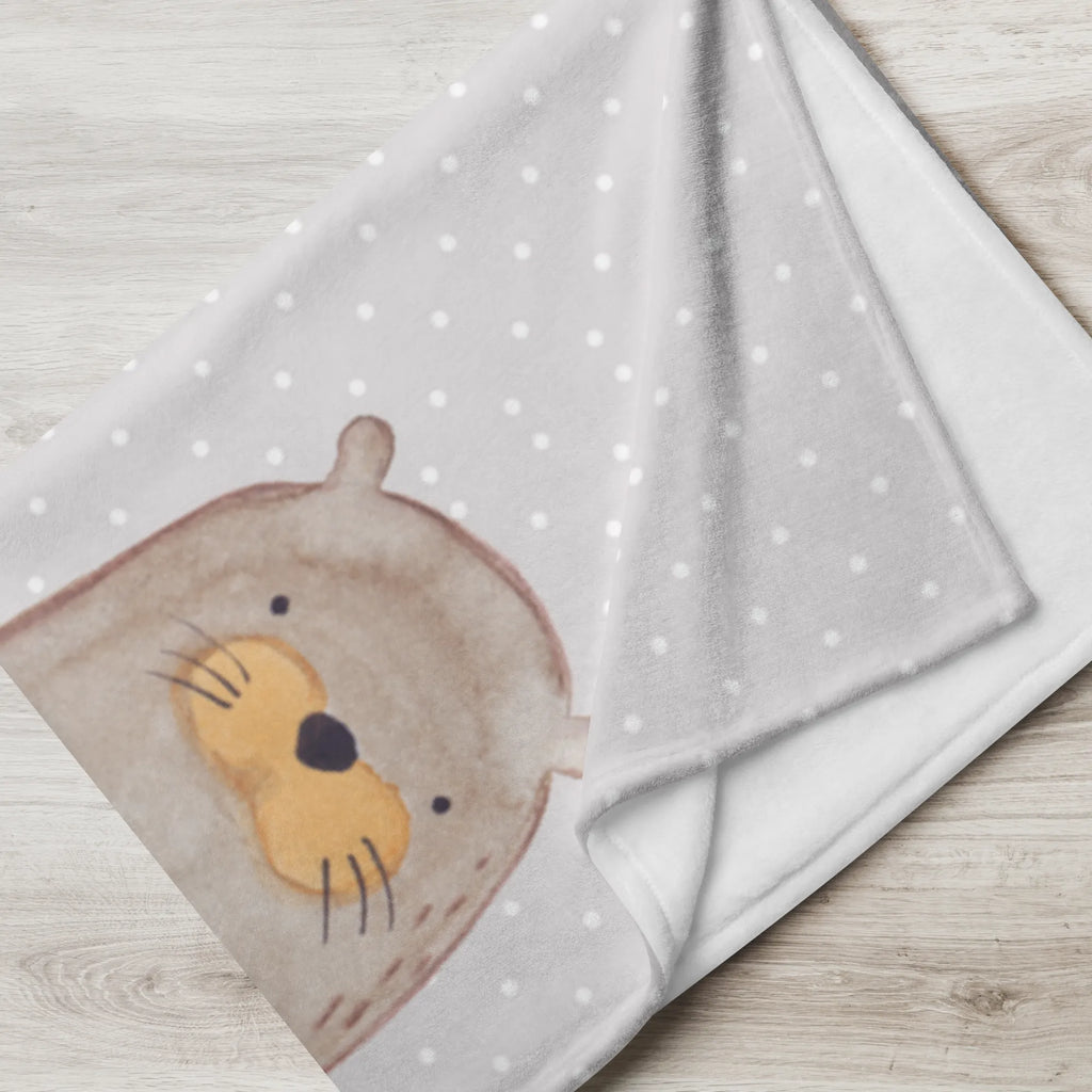 Babydecke Otter mit Stein Babydecke, Krabbeldecke, Babyecke Kuscheldecke, Babygeschenk, Geschenk Geburt, Otter, Fischotter, Seeotter, Otter Seeotter See Otter