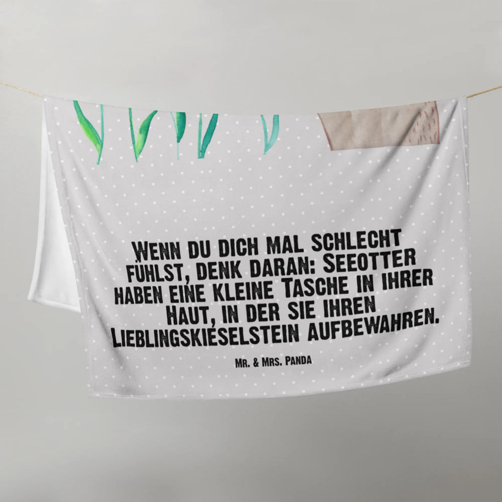 Babydecke Otter mit Stein Babydecke, Krabbeldecke, Babyecke Kuscheldecke, Babygeschenk, Geschenk Geburt, Otter, Fischotter, Seeotter, Otter Seeotter See Otter