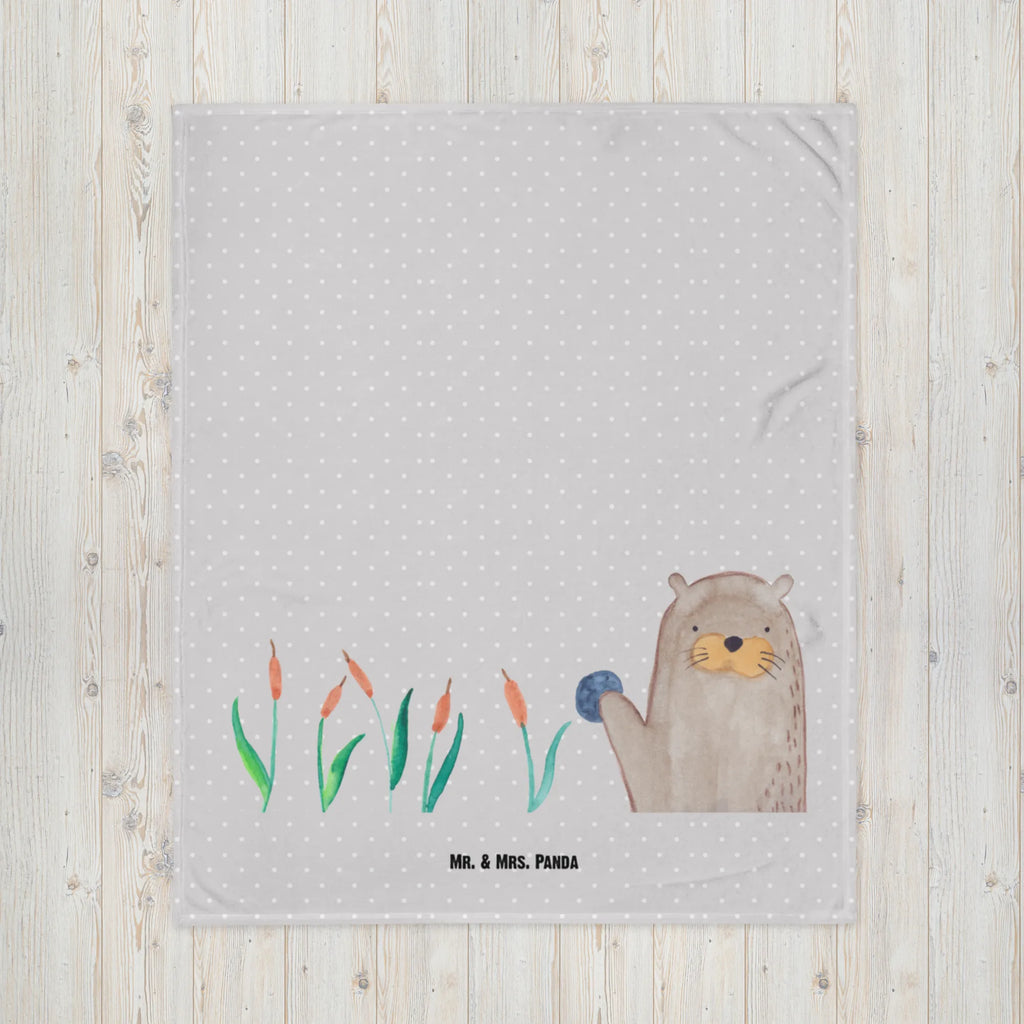 Babydecke Otter mit Stein Babydecke, Krabbeldecke, Babyecke Kuscheldecke, Babygeschenk, Geschenk Geburt, Otter, Fischotter, Seeotter, Otter Seeotter See Otter