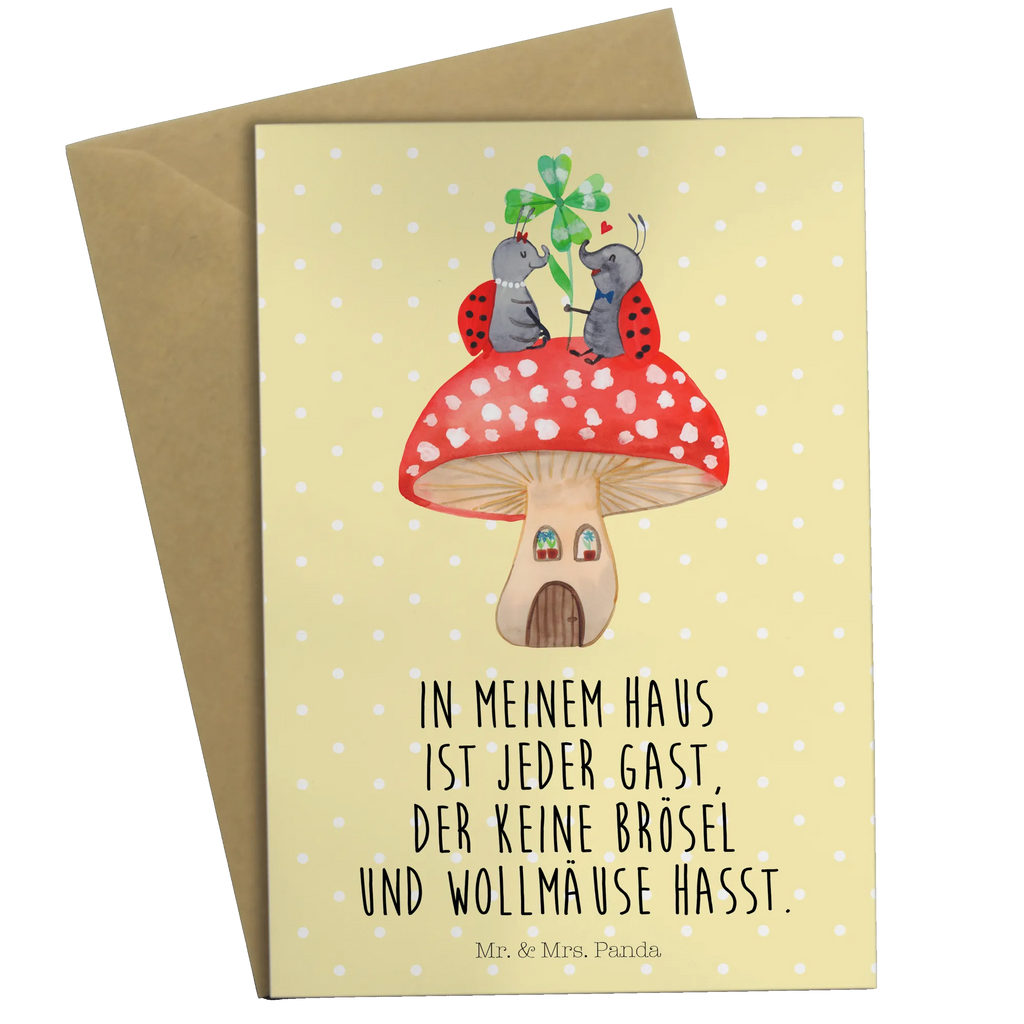 Greetings card ladybug toadstool babykarte, abiturkarte, firmungskarte, Glückwunschkarte, osterkarten, valentinstagskarte, hochzeitskarten, spruchkarte, genesungskarte, glückwunschkarten, kommunionskarte, dankeskarten, weihnachtskarten, osterkarte, neujahrskarte, Grußkarte, Grußkarten, einladungskarten, Beileidskarte, jubiläumskarte, Klappkarte, vatertagskarte, Motivkarte, Lustige Sprüche, Tiere, Tiermotive, Gute Laune, Haus, Zuhause, Marienkäfer, Wohnung, Fleigenpilzhaus, Fliegenpilz