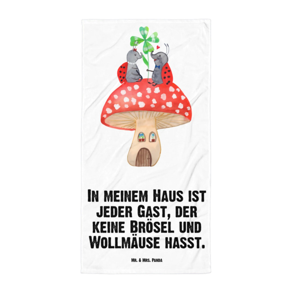 XL bath towel ladybug toadstool luxury bath sheet, large beach towel, XL bath towel, oversized towel, extra large swim towel, spa towel, small animals, cute, funny, cute animal motives, hand drawn, small world, funny sayings, good mood, happy, gifts, gift ideas, special gifts, animal lover, card, flat, toadstool, ladybird, house, at home, house of fleshy fungi