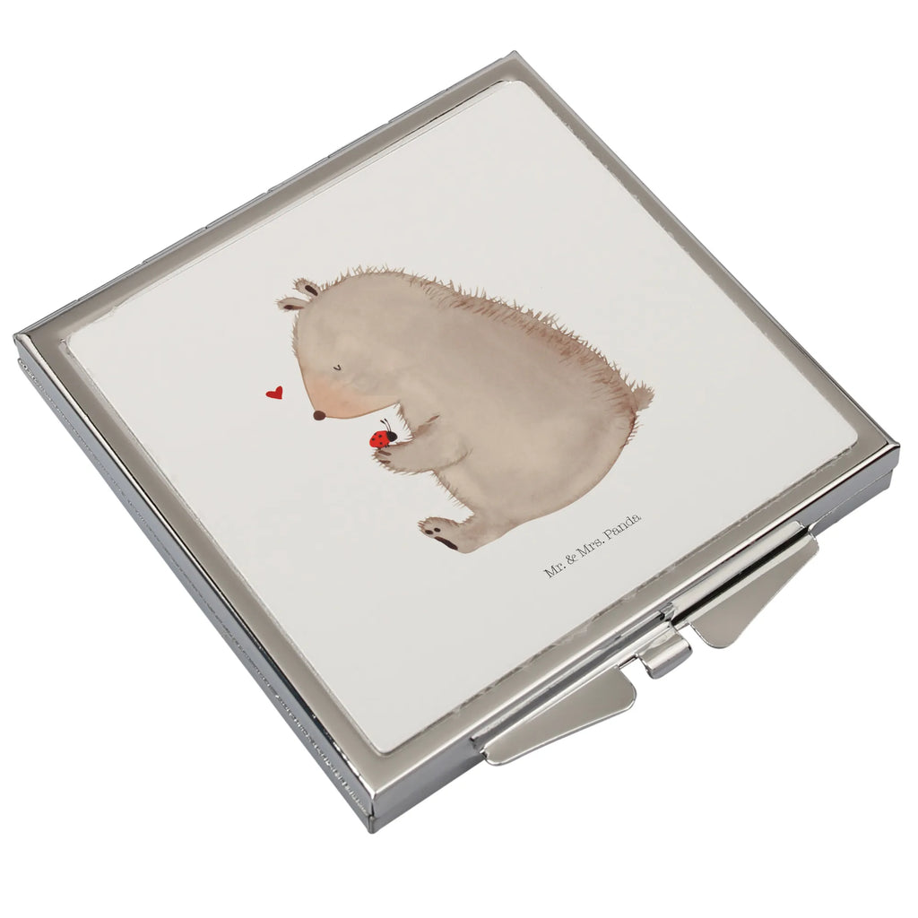 Handbag mirror bear ladybug square, handbag, make-up mirror, mirror, silver, make up, bear, teddy, teddy bear, cuddly toy, love, ladybird, life is beautiful, freedom, motivation