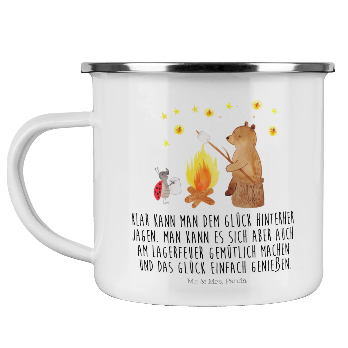 Enamel camping mug Bear & Ladybird campfire Kaffeepott, wanderbecher, metallbecher, Campingtasse, reisetasse, becher emaille, Reisebecher, Emailletasse, Haferl, wandertasse, Tasse Emaille, Teebecher, Motivtasse, Emaille Becher, Blechtasse, Outdoor Becher, Teetasse, Emaille Tasse, outdoortasse, emaillebecher, Pott, Campingbecher, blechbecher, Outdoor Tasse, Teddy, Bär, Teddybär, Lagerfeuer